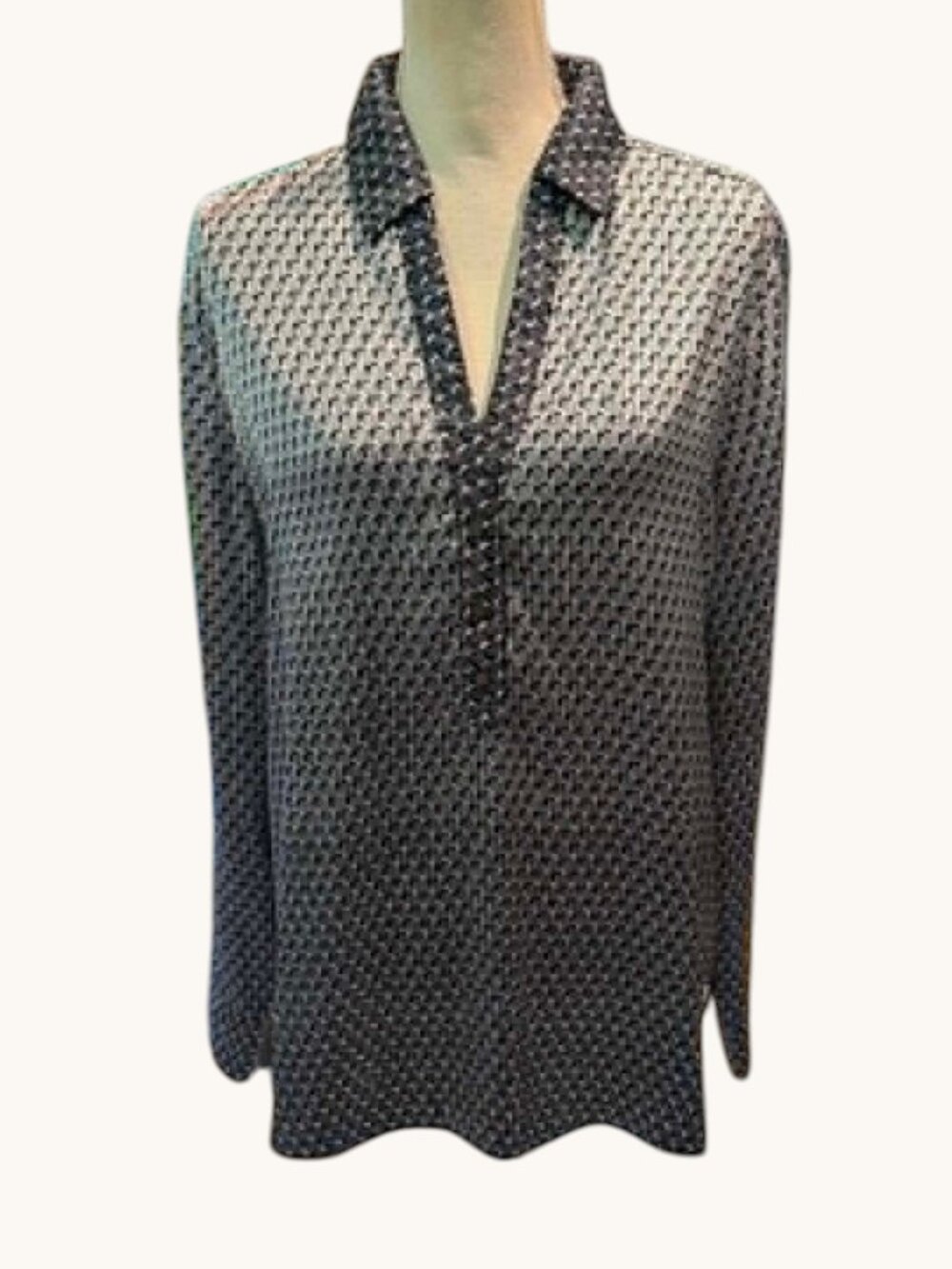 ETCETERA Women's Size 16 Collared Silky Geometric Print Tunic Top